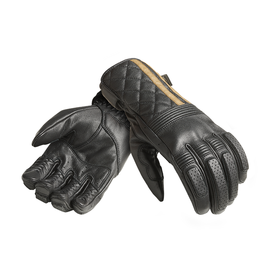 Sulby Leather Glove in Black with Gold Stripe