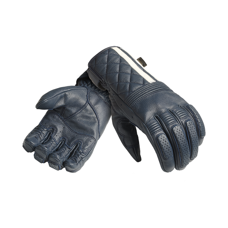 Triumph Sulby Leather Glove in Blue with Bone Stripe