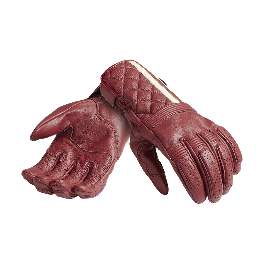 Triumph Sulby Leather Glove in Red with Bone Stripe
