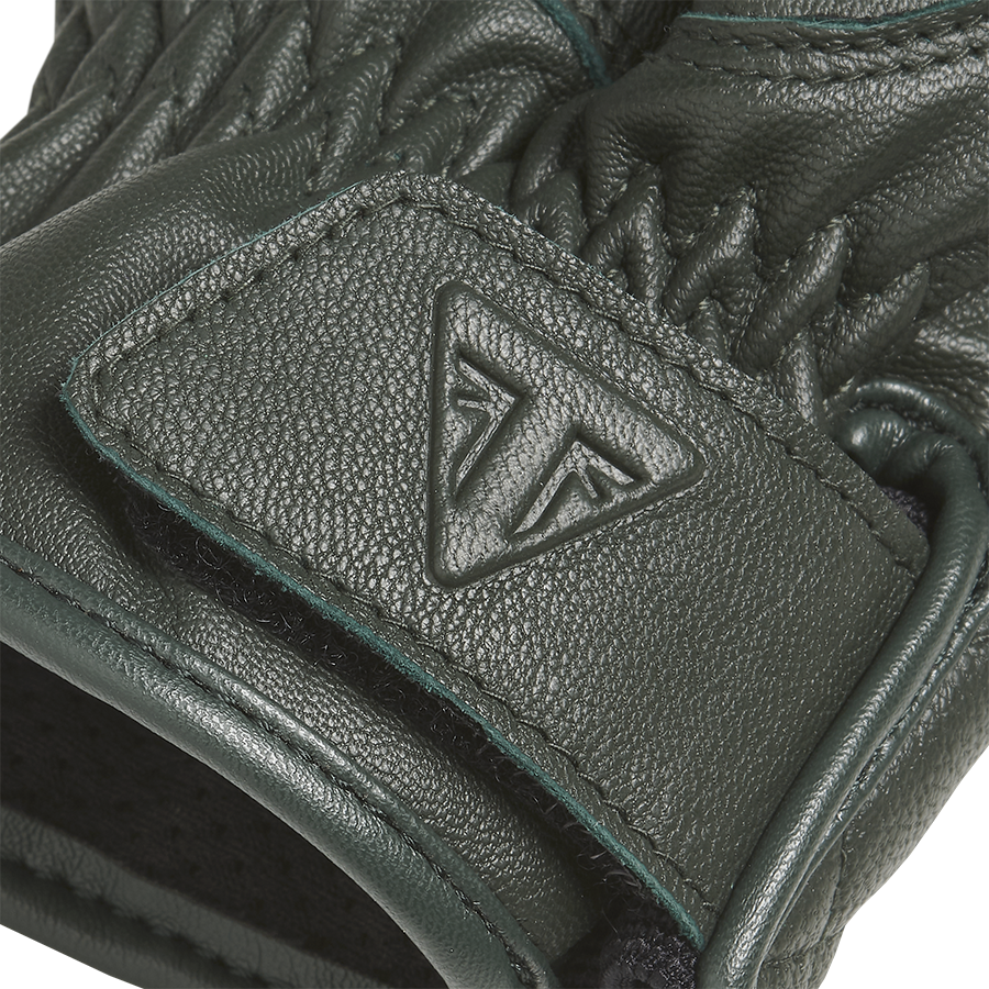Triumph Sulby Leather Glove in Green with Gold Stripe