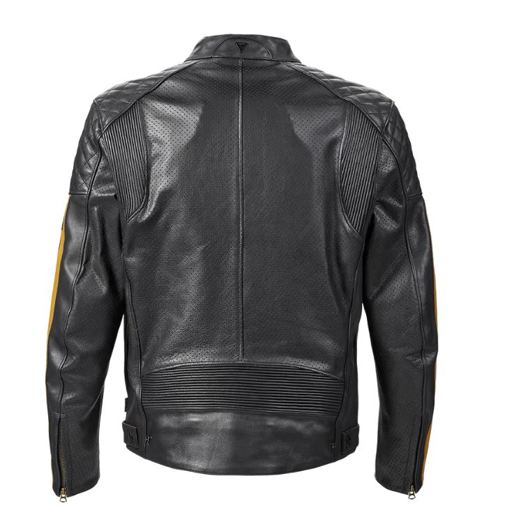 Triumph Braddan Air Race Leather Jacket in Black and Gold
