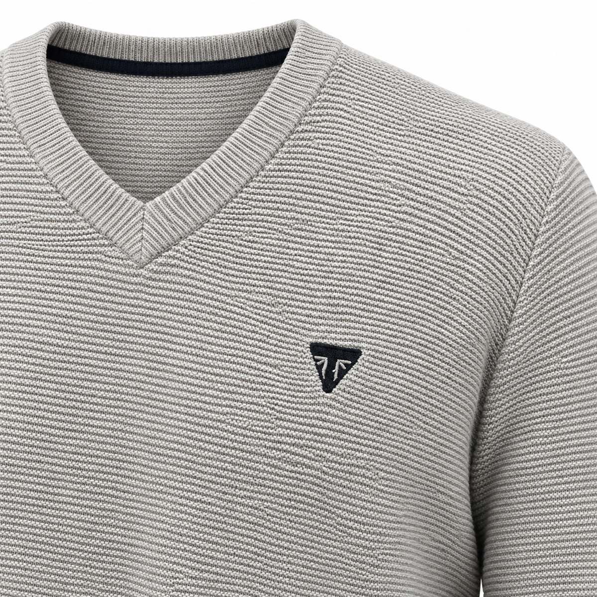 Triumph V Neck Sweater - 100% Cotton - Grey Marle