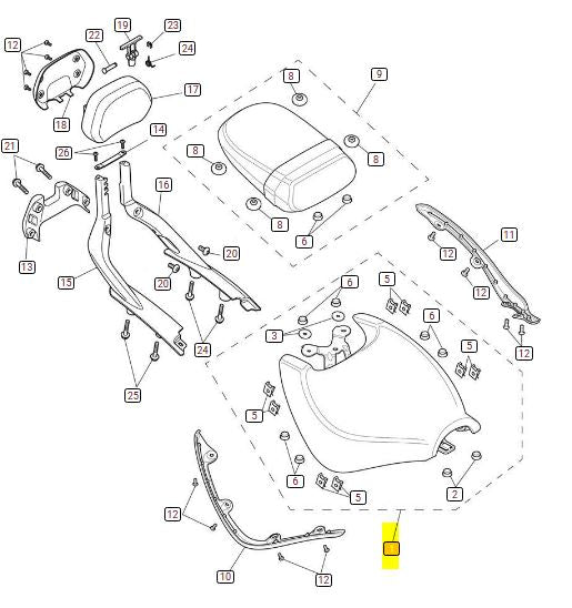 Genuine Triumph Rider Seat, Tour, EK – T2317781