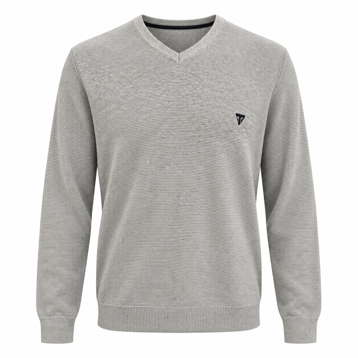Triumph V Neck Sweater - 100% Cotton - Grey Marle