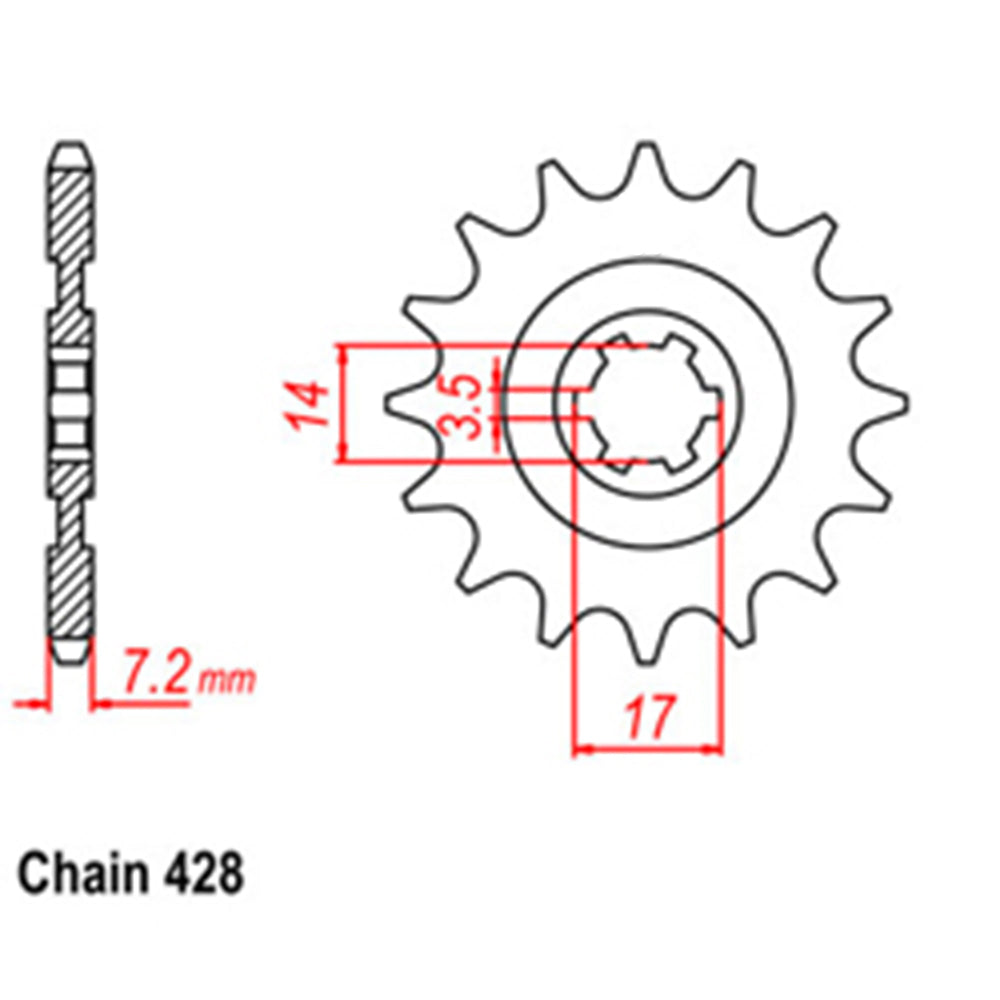 FRONT SPROCKET - STEEL 13T 428P - 31-045-13