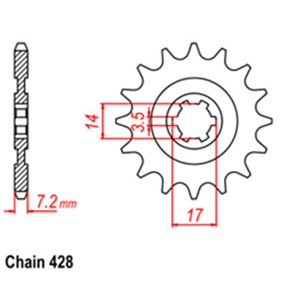 FRONT SPROCKET - STEEL 14T 428P - 31-045-14