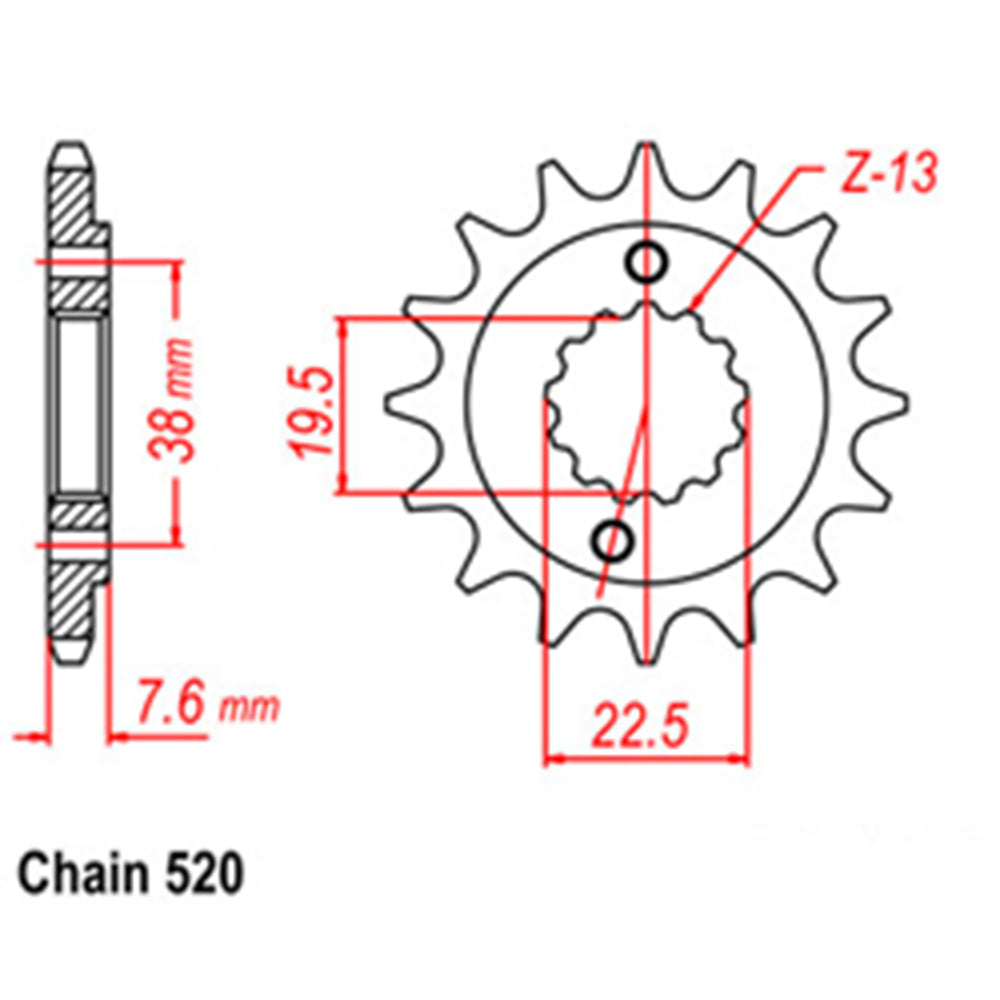 FRONT SPROCKET - STEEL 13T 520P - 31-070-13