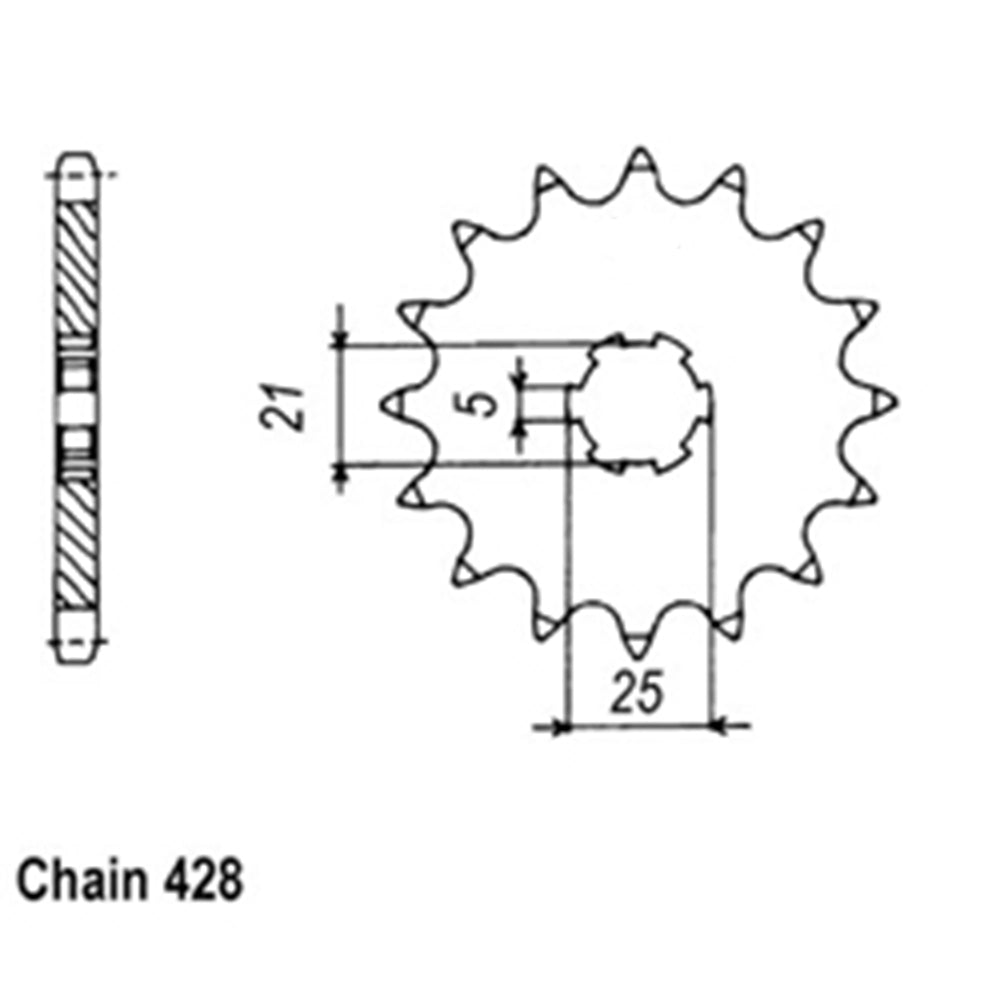 FRONT SPROCKET - STEEL 13T 428P - 31-074-13