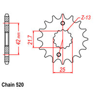 FRONT SPROCKET - STEEL 13T 520P D/D - 31-214-13