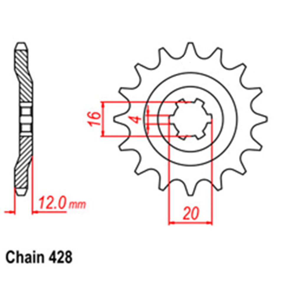 FRONT SPROCKET - STEEL 14T 428P - 31-382-14