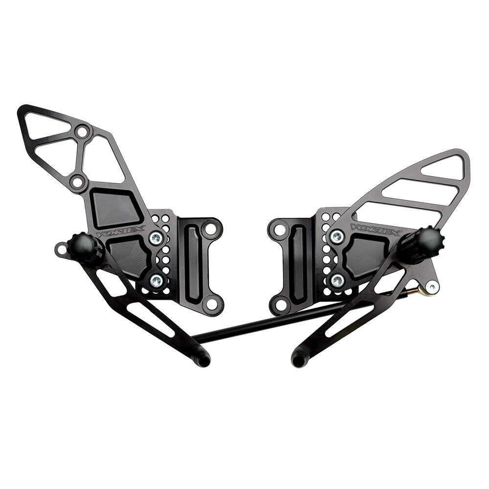 VORTEX - REARSETS : BLACK KAWASAKI ZX-6R 05-08'