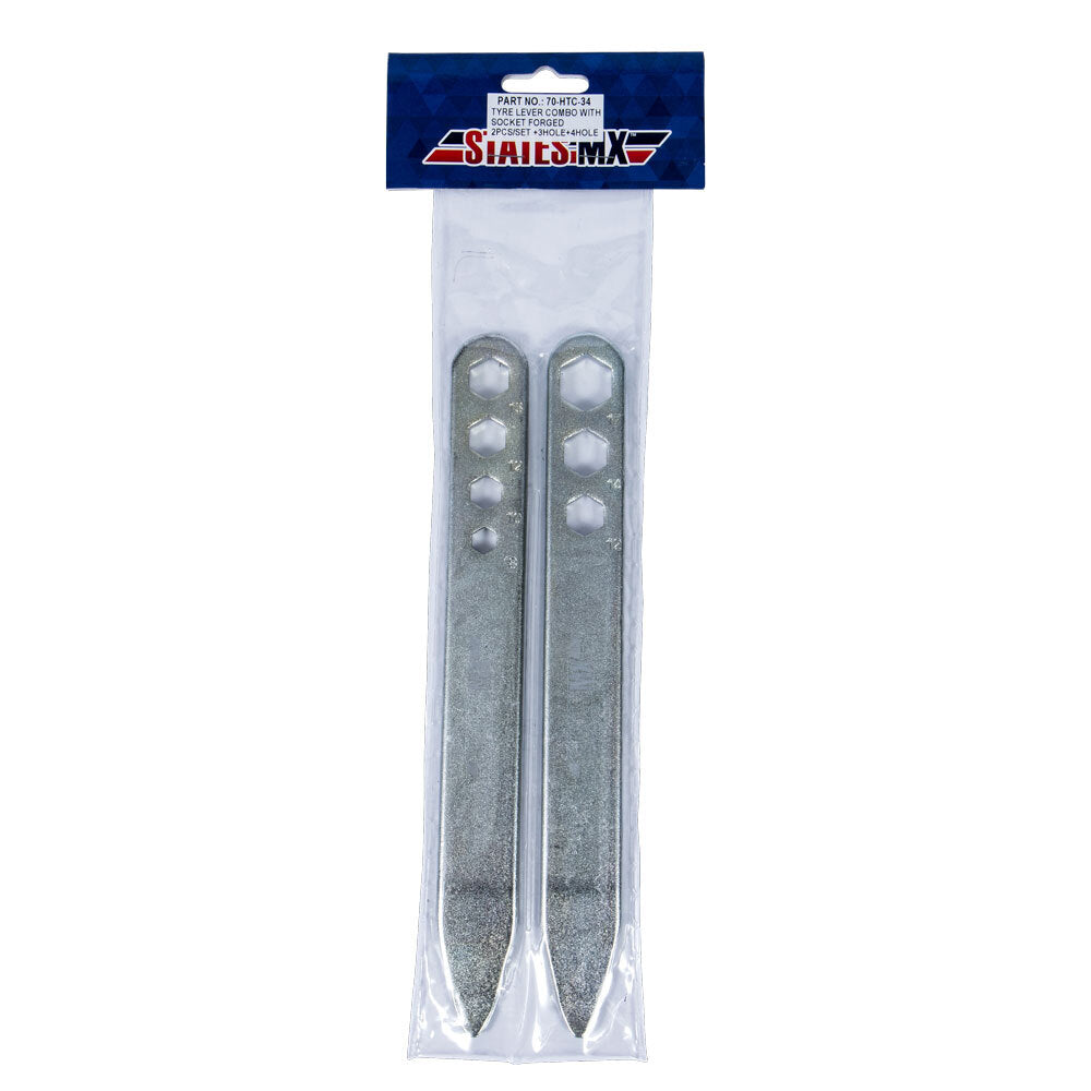 STATES MX TYRE LEVER COMBO SET - 2 LEVERS WITH AXLE NUT SPANNERS