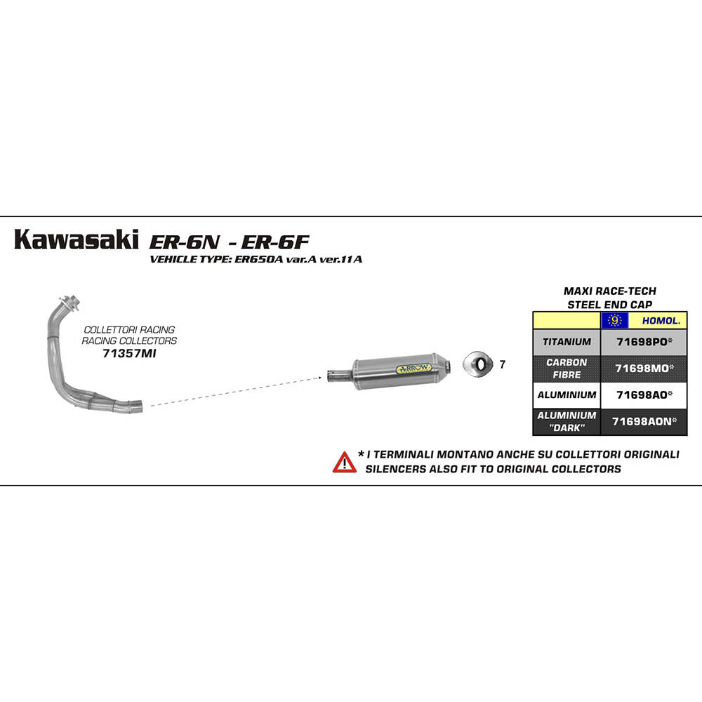 ARROW Silencer MAXI RACE-TECH Aluminium Dark with Steel End Cap - 82-716-98AON