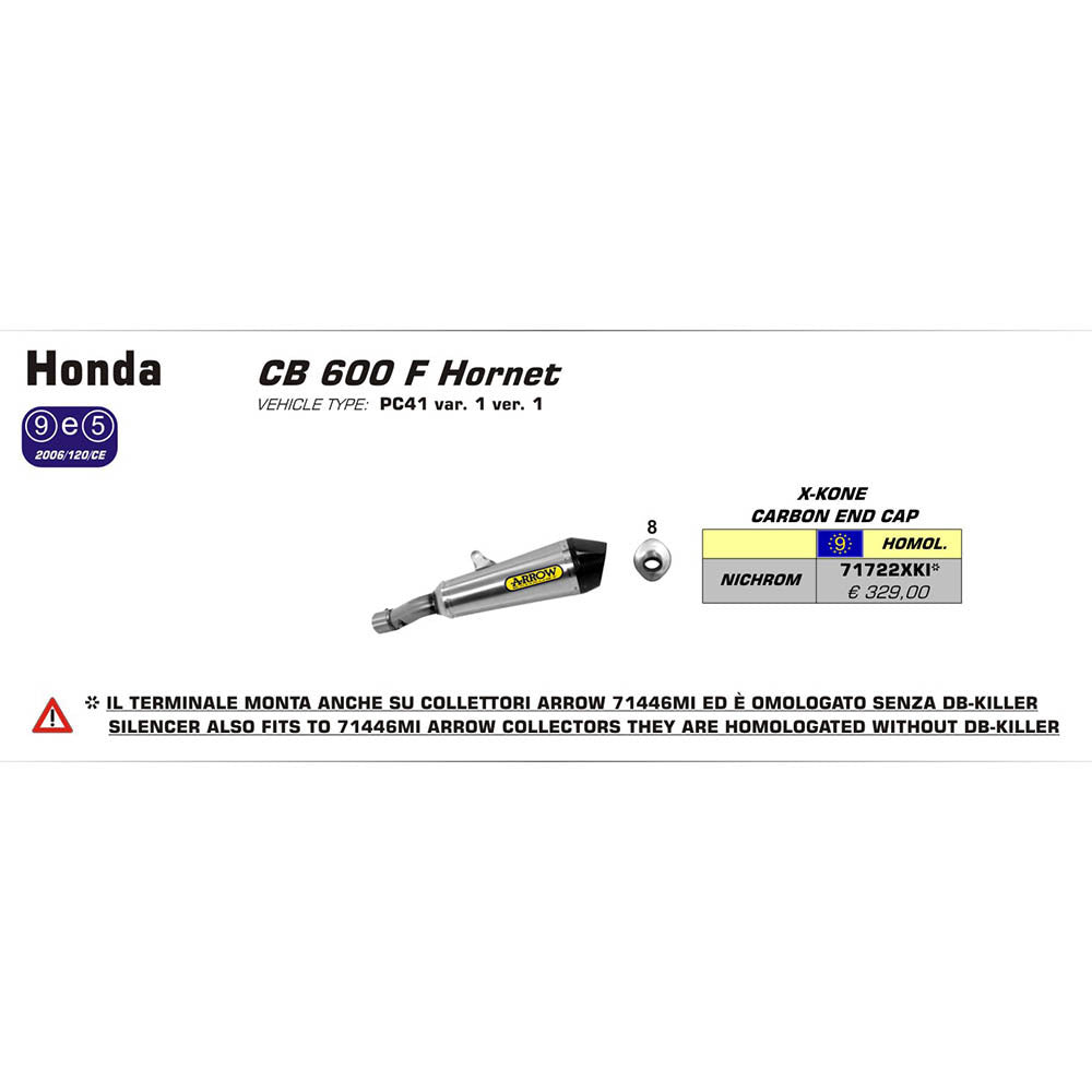 ARROW Silencer THUNDER Titanium with Carbon End Cap - 82-717-22PK