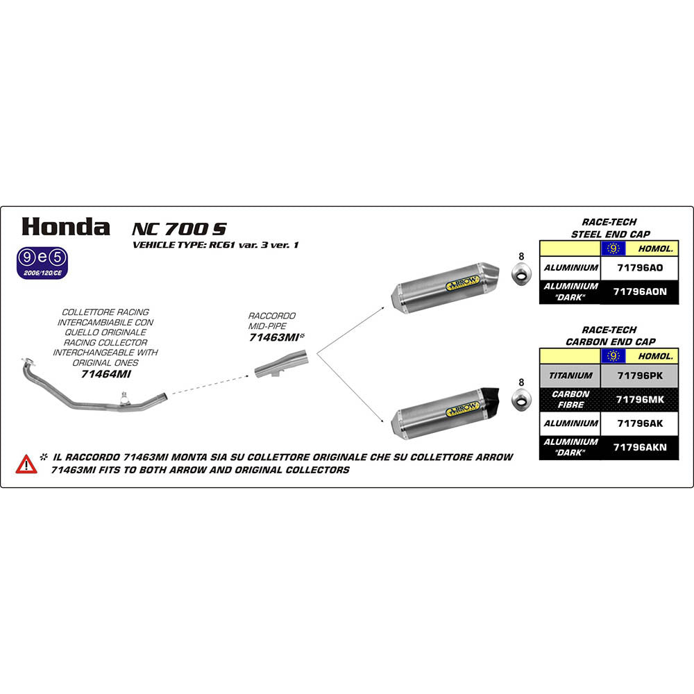 ARROW Silencer - RACE-TECH Aluminium Silver with Carbon End Cap - 82-717-96AK