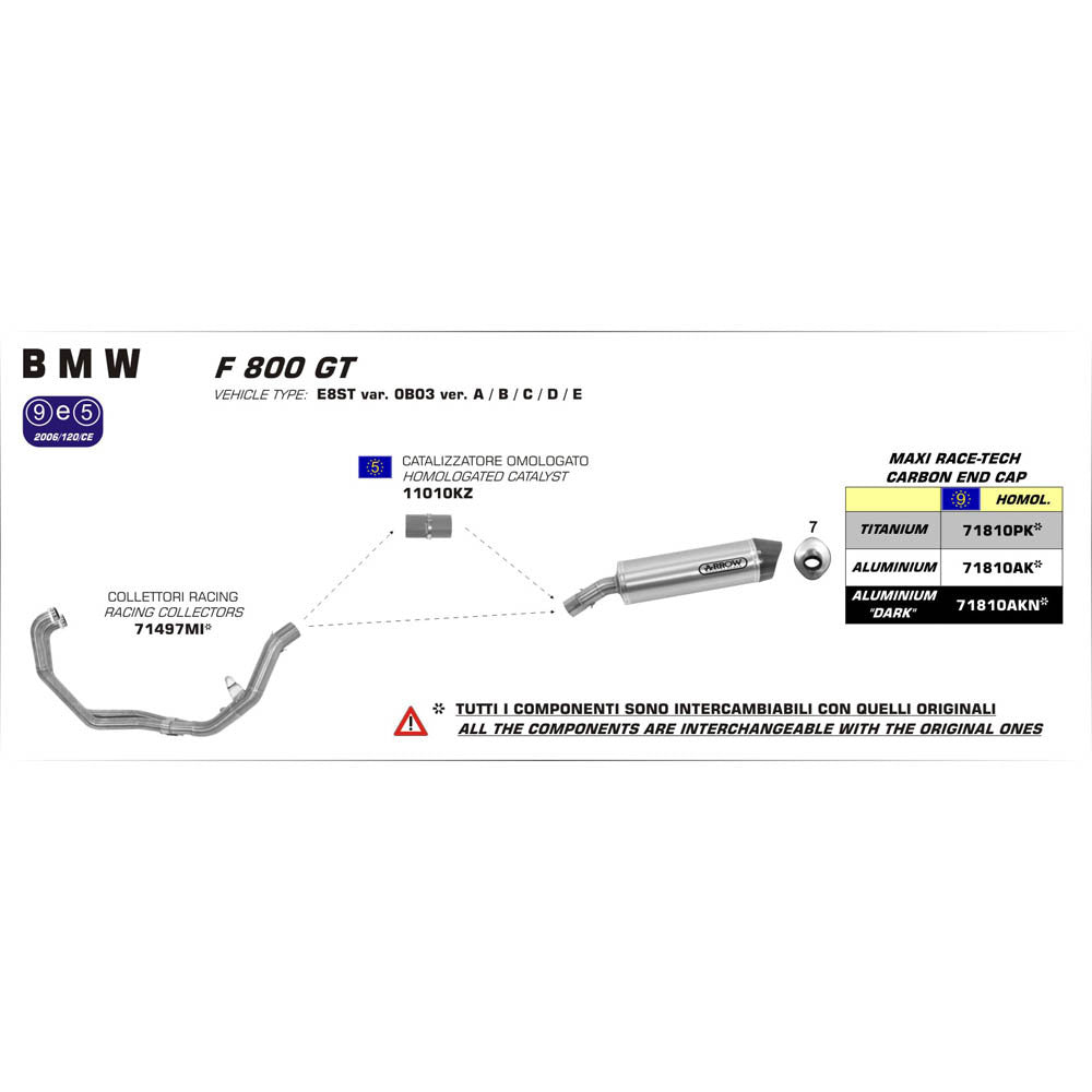 ARROW Silencer MAXI RACE-TECH Aluminium Silver with Carbon End Cap - 82-718-10AK