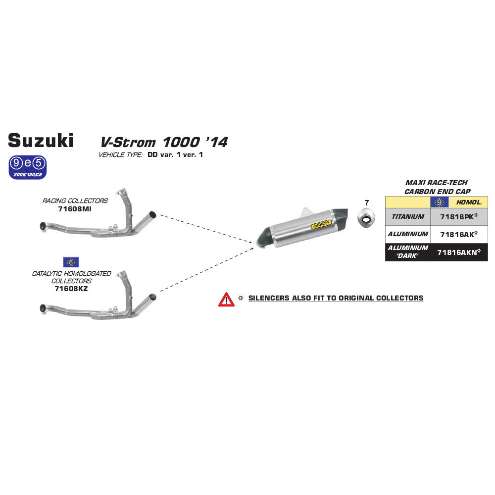 ARROW Silencer MAXI RACE-TECH Aluminium with Carbon End Cap - 82-718-16AK