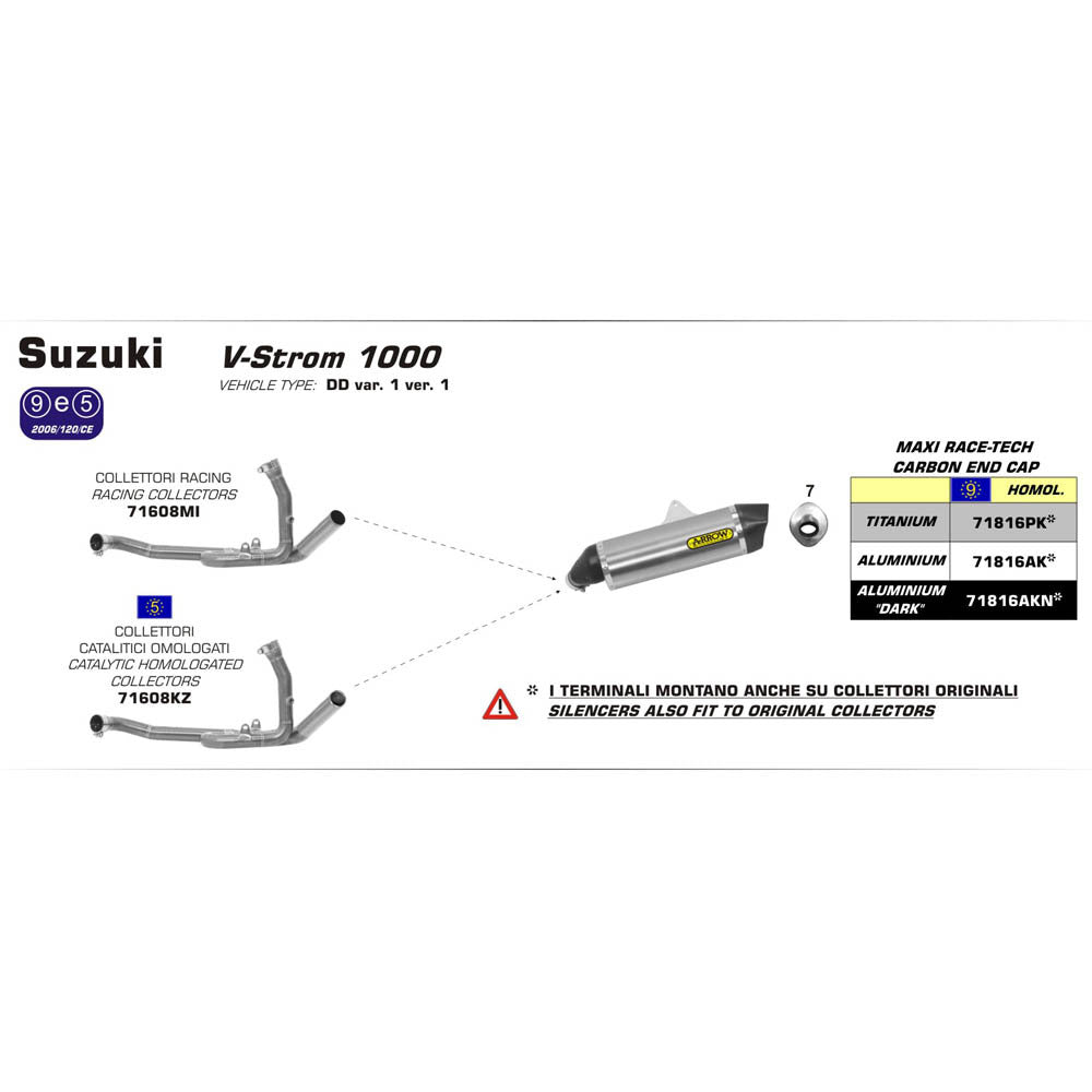 ARROW Silencer MAXI RACE-TECH Aluminium Dark with Carbon End Cap - 82-718-16AKN