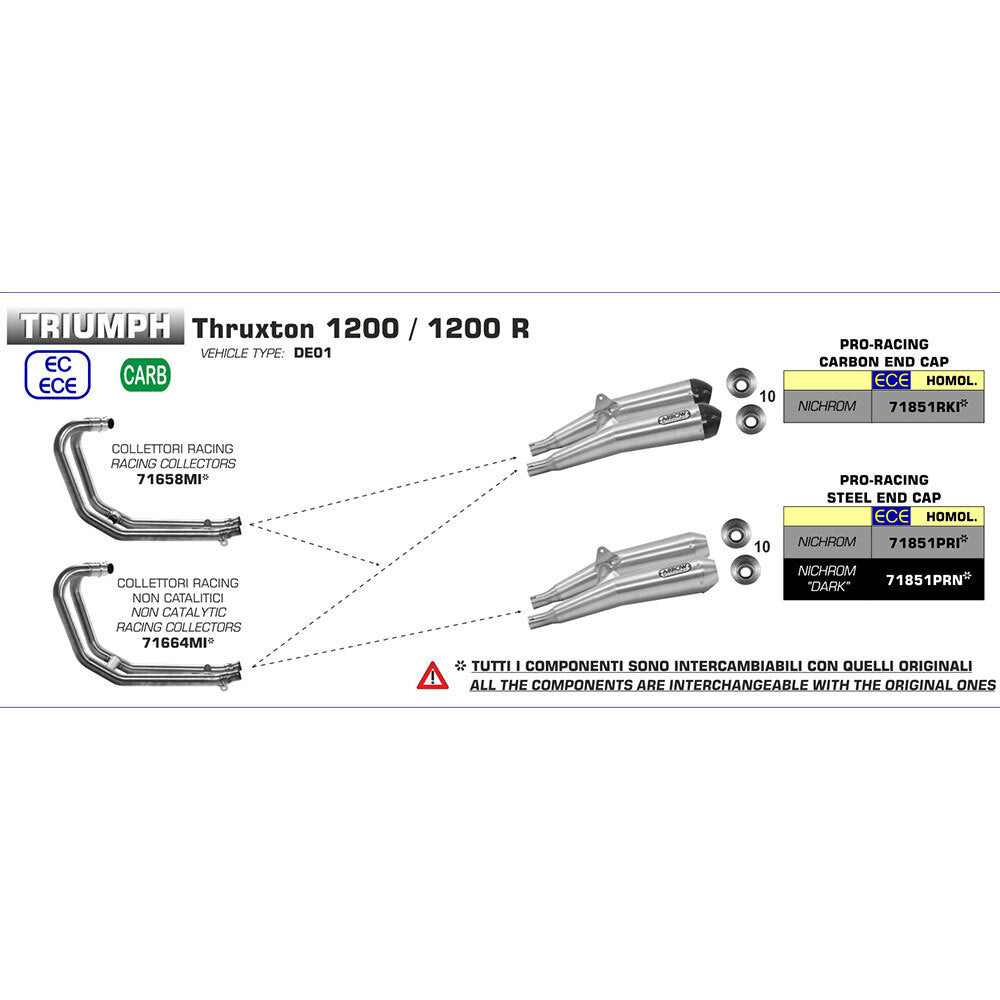 ARROW Silencer Set PRO-RACING Nichrom with Steel End Cap - 82-718-51PRI