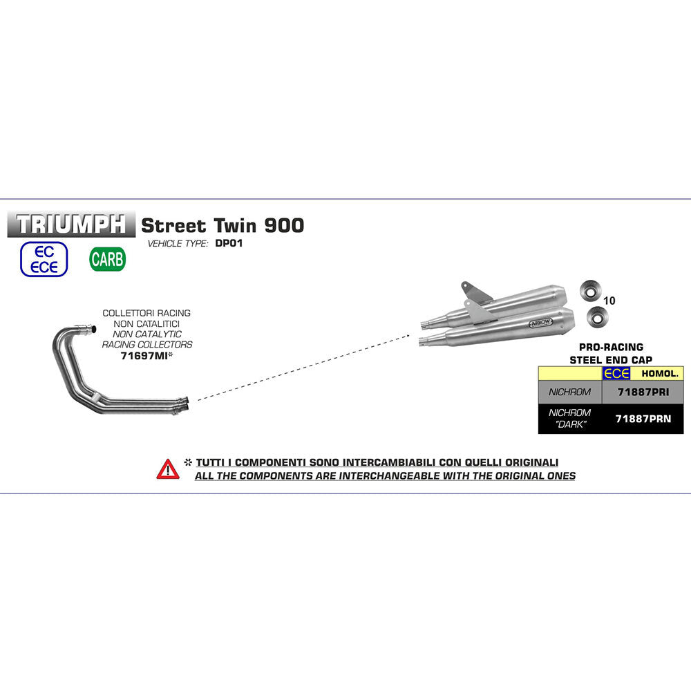ARROW Silencer Set PRO-RACING Nichrom with Steel End Cap - 82-718-87PRI