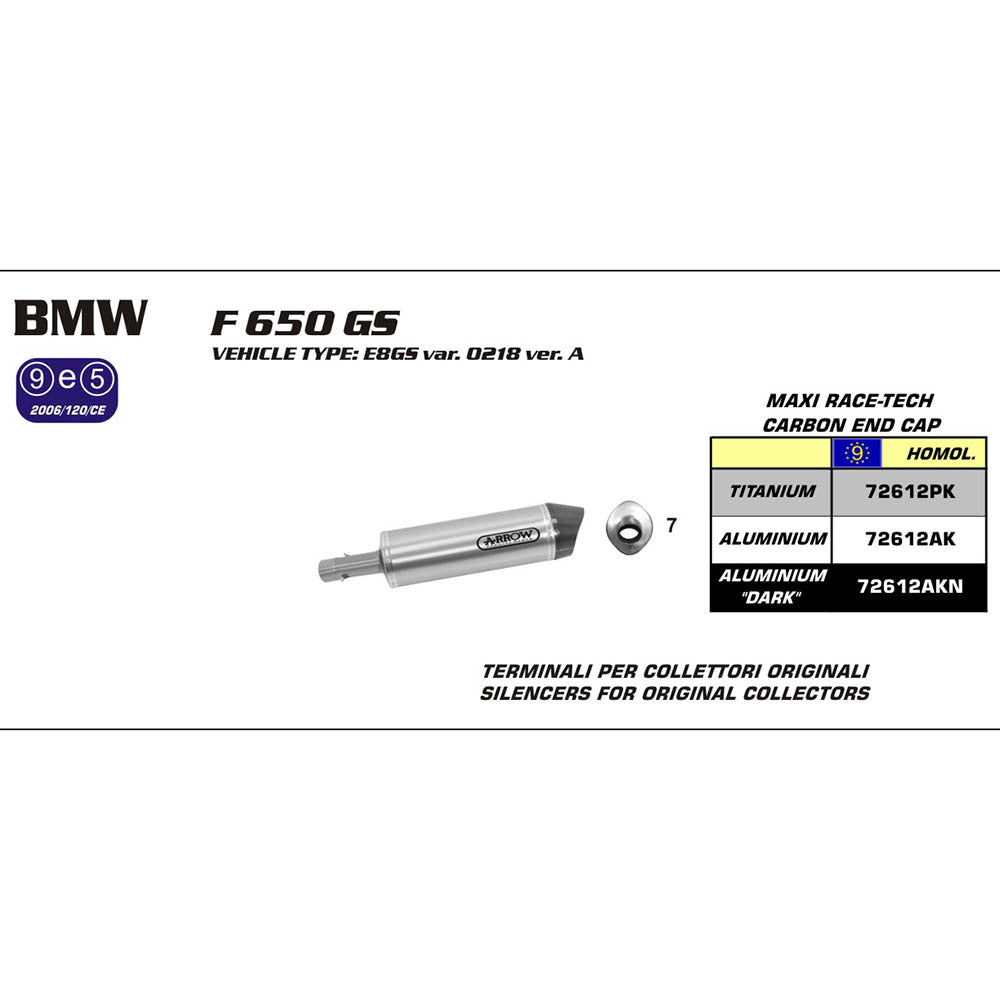 ARROW Silencer - MAXI RACE-TECH Aluminium Dark with Carbon End Cap - 82-726-12AKN