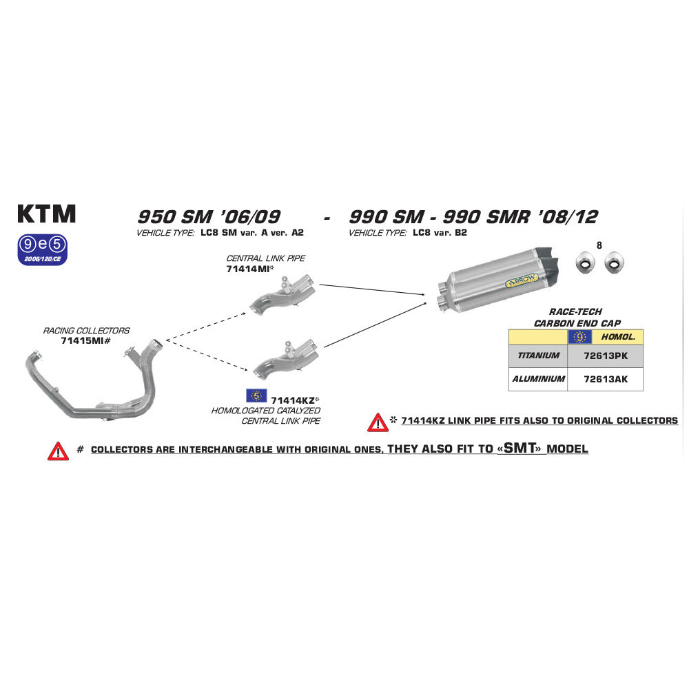 ARROW Silencer Set - RACE-TECH Aluminium Silver with Carbon End Cap - 82-726-13AK