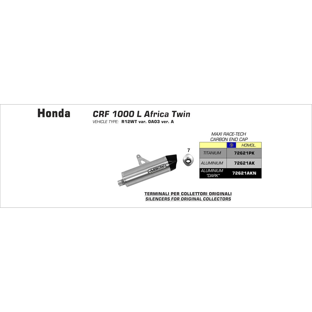 ARROW Silencer - MAXI RACE-TECH Aluminium Dark with Carbon End Cap - 82-726-21AKN