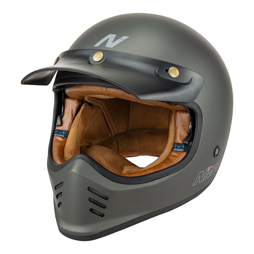 NITRO MX502 RETRO MX SATIN GRAPHITE HELMET