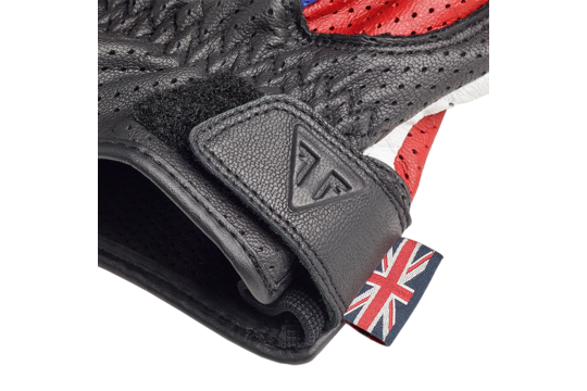 Triumph Cali Retro Perforated Leather Gloves in Red and Blue