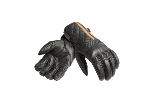 Sulby Leather Glove in Black with Gold Stripe