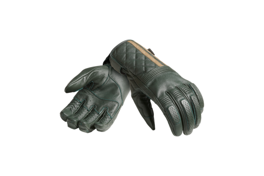 Triumph Sulby Leather Glove in Green with Gold Stripe