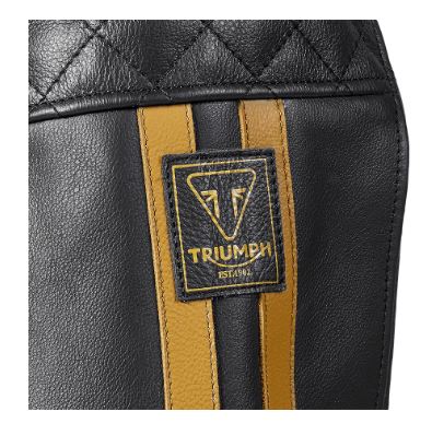 Triumph Braddan Air Race Leather Jacket in Black and Gold