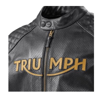 Braddan Air Racing Leather Jacket in Black and Gold