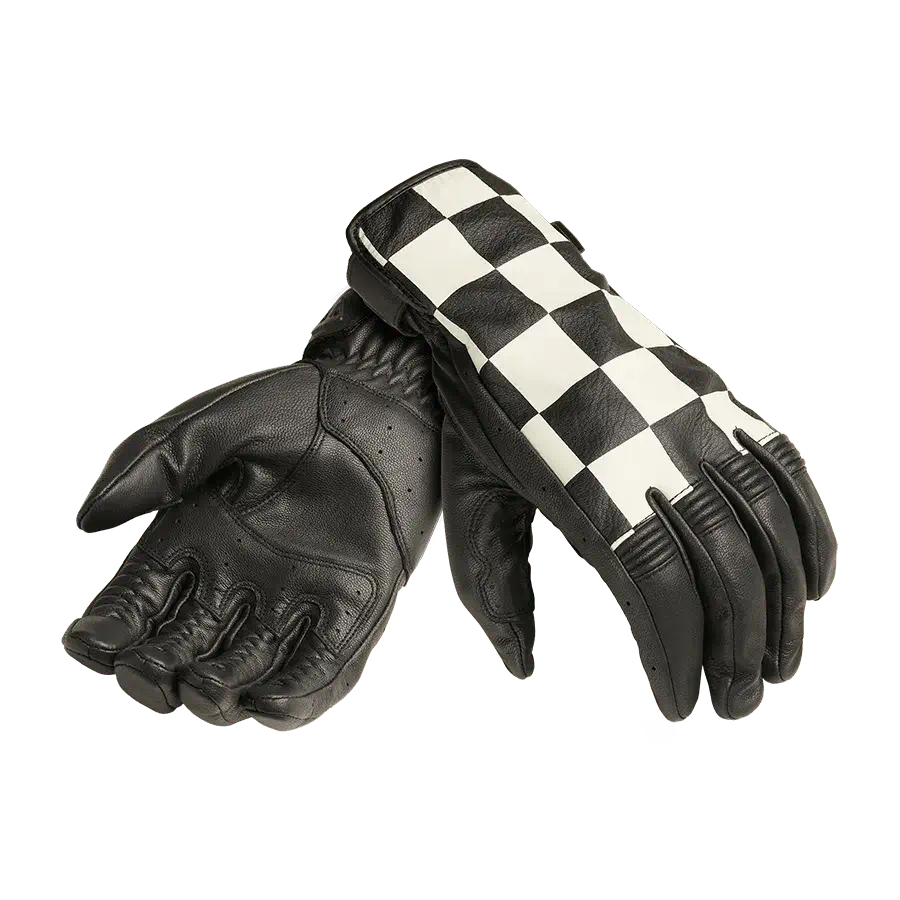 Triumph Checkerboard Leather Glove in Black and White