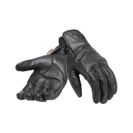 Triumph Banner Black Leather Motorcycle Gloves