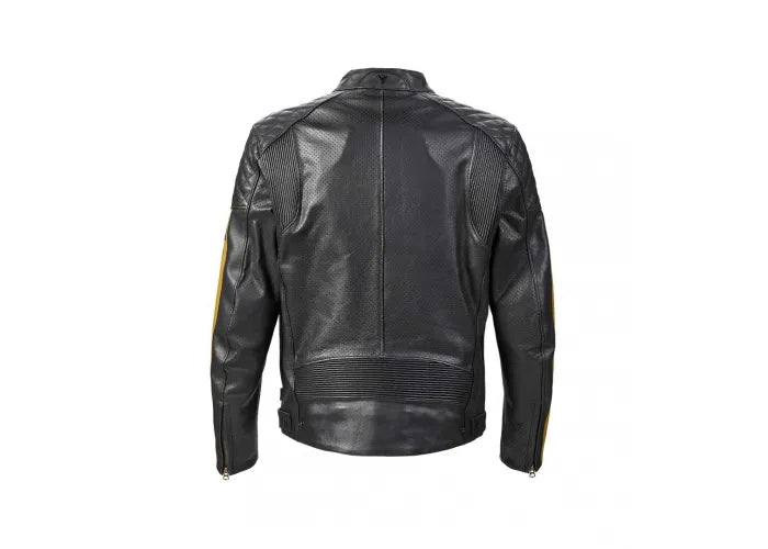 Braddan Air Racing Leather Jacket in Black and Gold