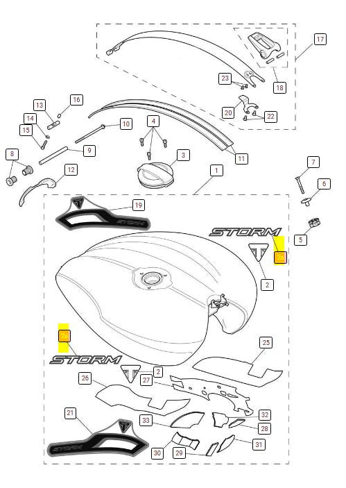 Genuine Triumph Decal, Fuel Tank, Storm – T2407451