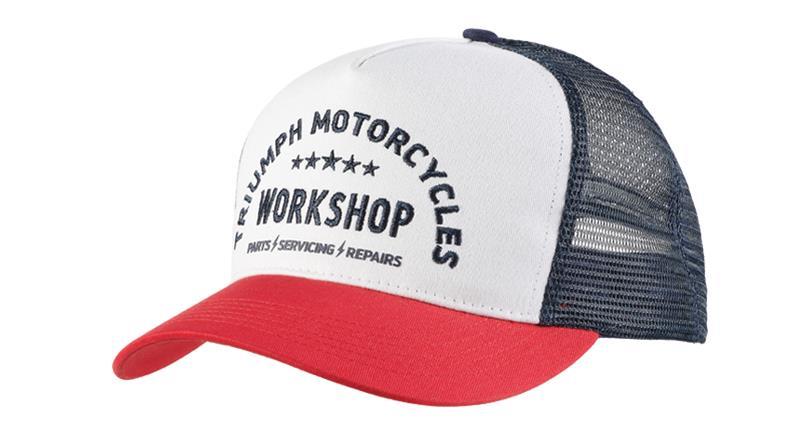 Triumph Workshop Trucker Cap White with Red Brim