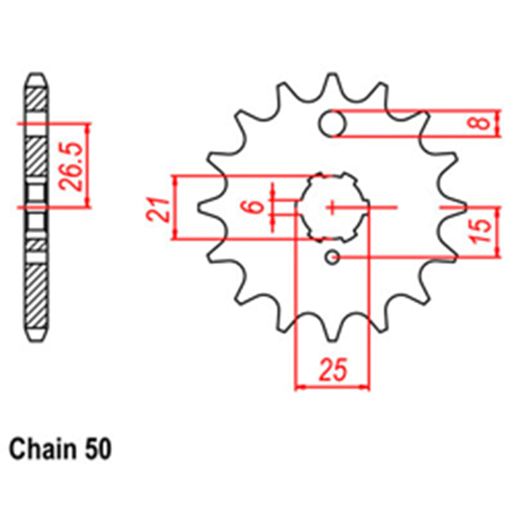 FRONT SPROCKET - STEEL 15T 530P - 31-002-15