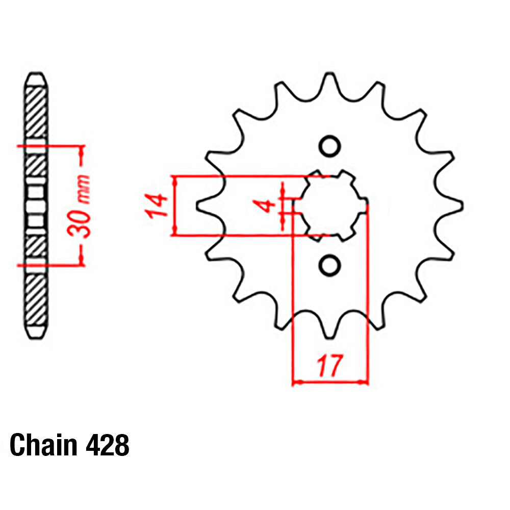 FRONT SPROCKET - STEEL  14T 428P - 31-043-14