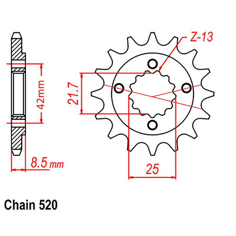 FRONT SPROCKET - STEEL  13T 520P D/D - 31-103-13