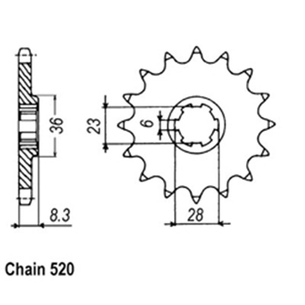 FRONT SPROCKET - STEEL  14T 520P - 31-142-14