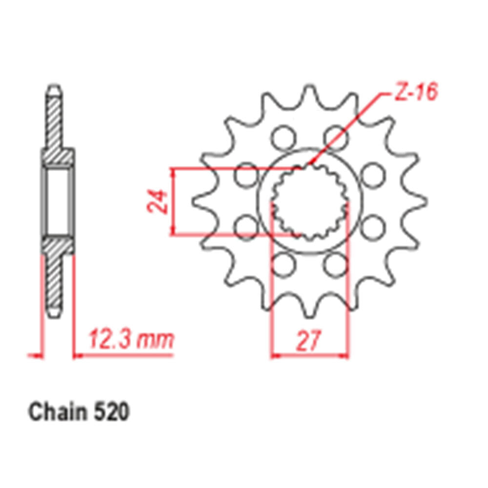 FRONT SPROCKET - STEEL  16T 520P - 31-17H-16