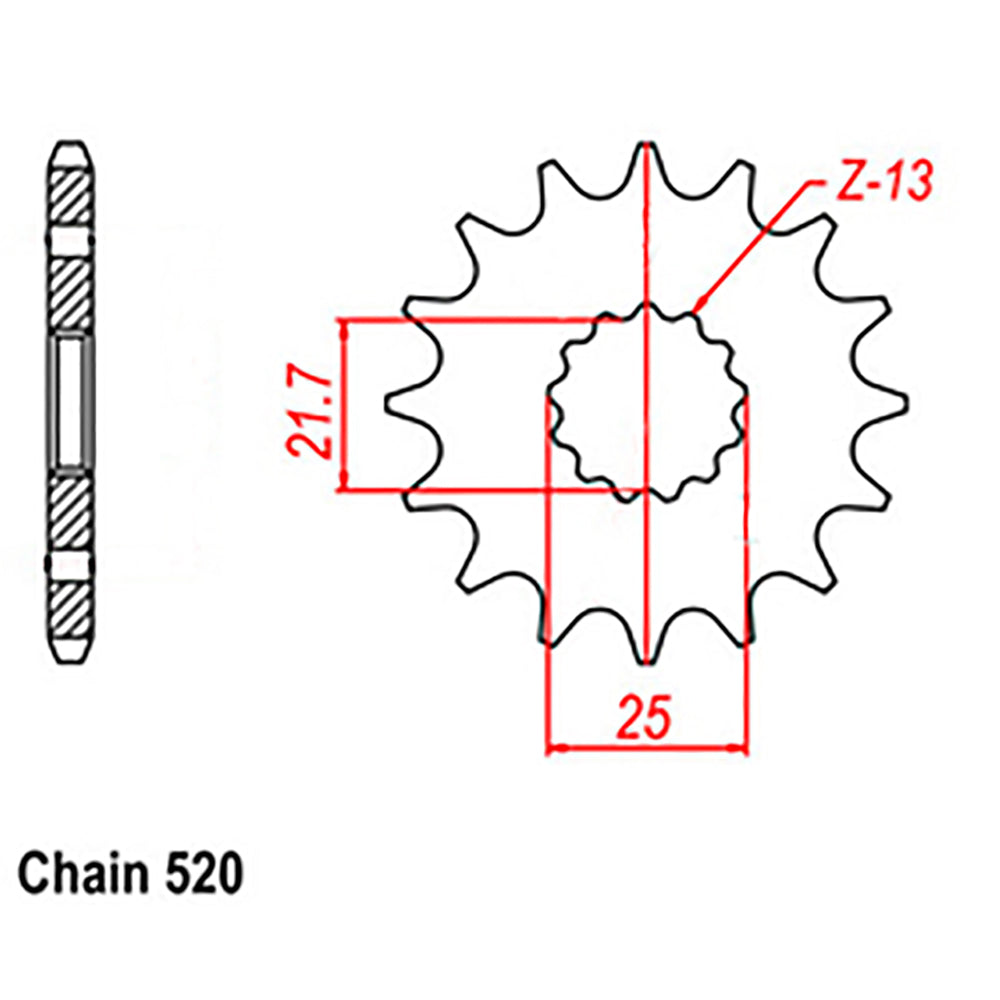 FRONT SPROCKET - STEEL  12T 520P (NOT D/D)