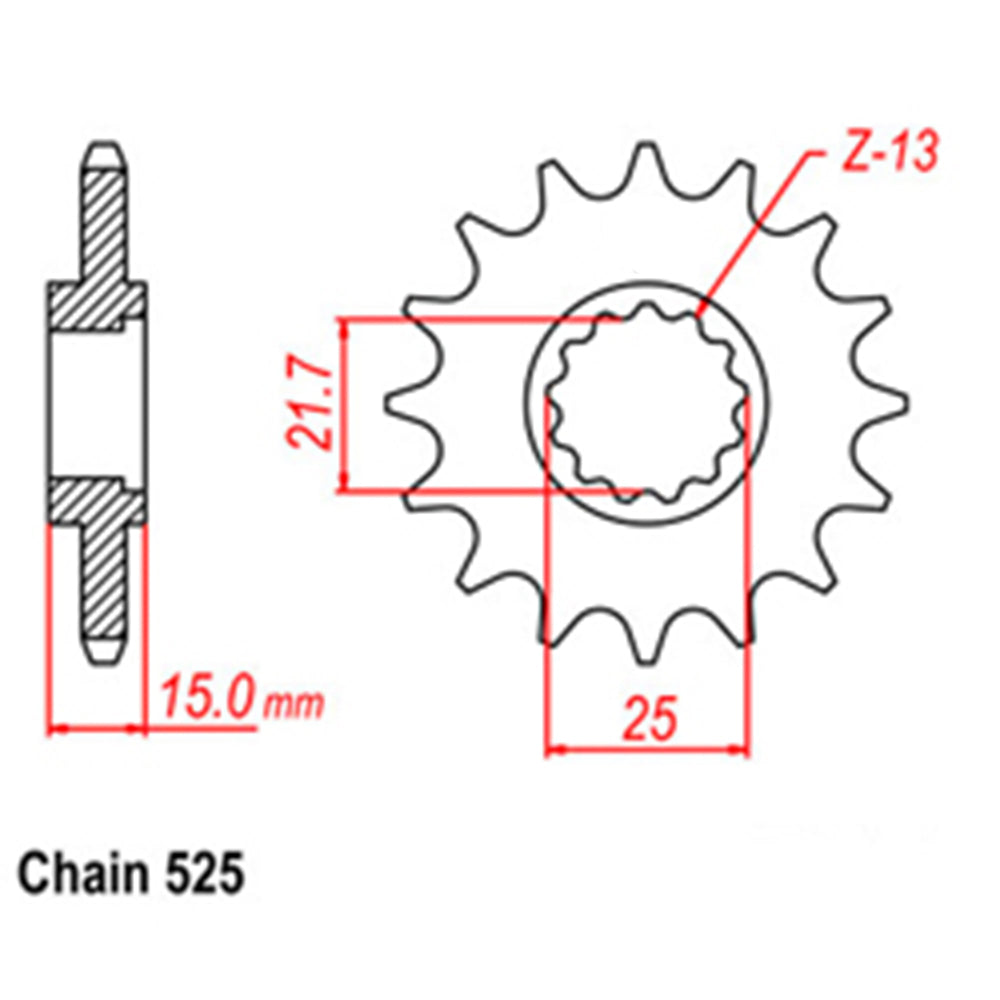 FRONT SPROCKET - STEEL  15T 525P - 31-233-15