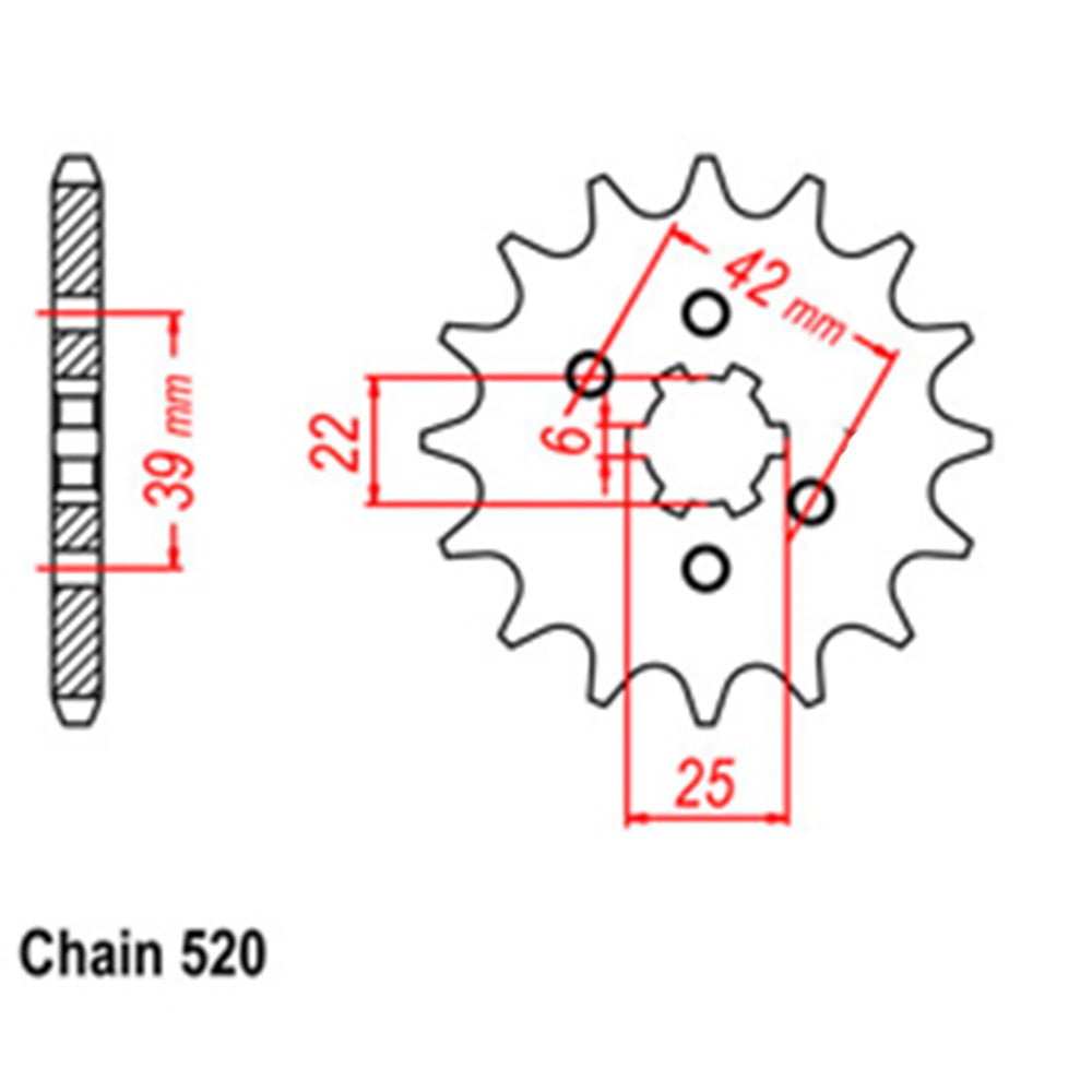 FRONT SPROCKET - STEEL  14T 520P D/D - 31-428-14