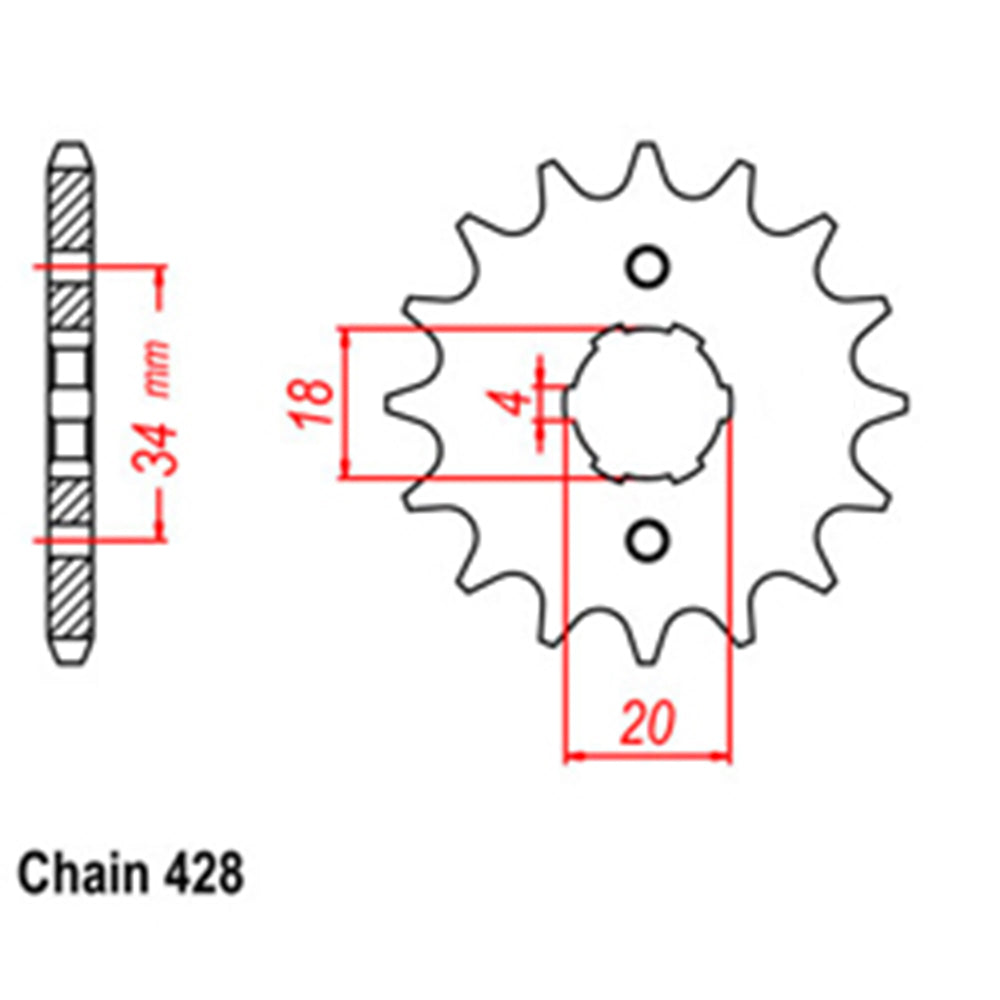 FRONT SPROCKET - STEEL  14T 428P - 31-437-14