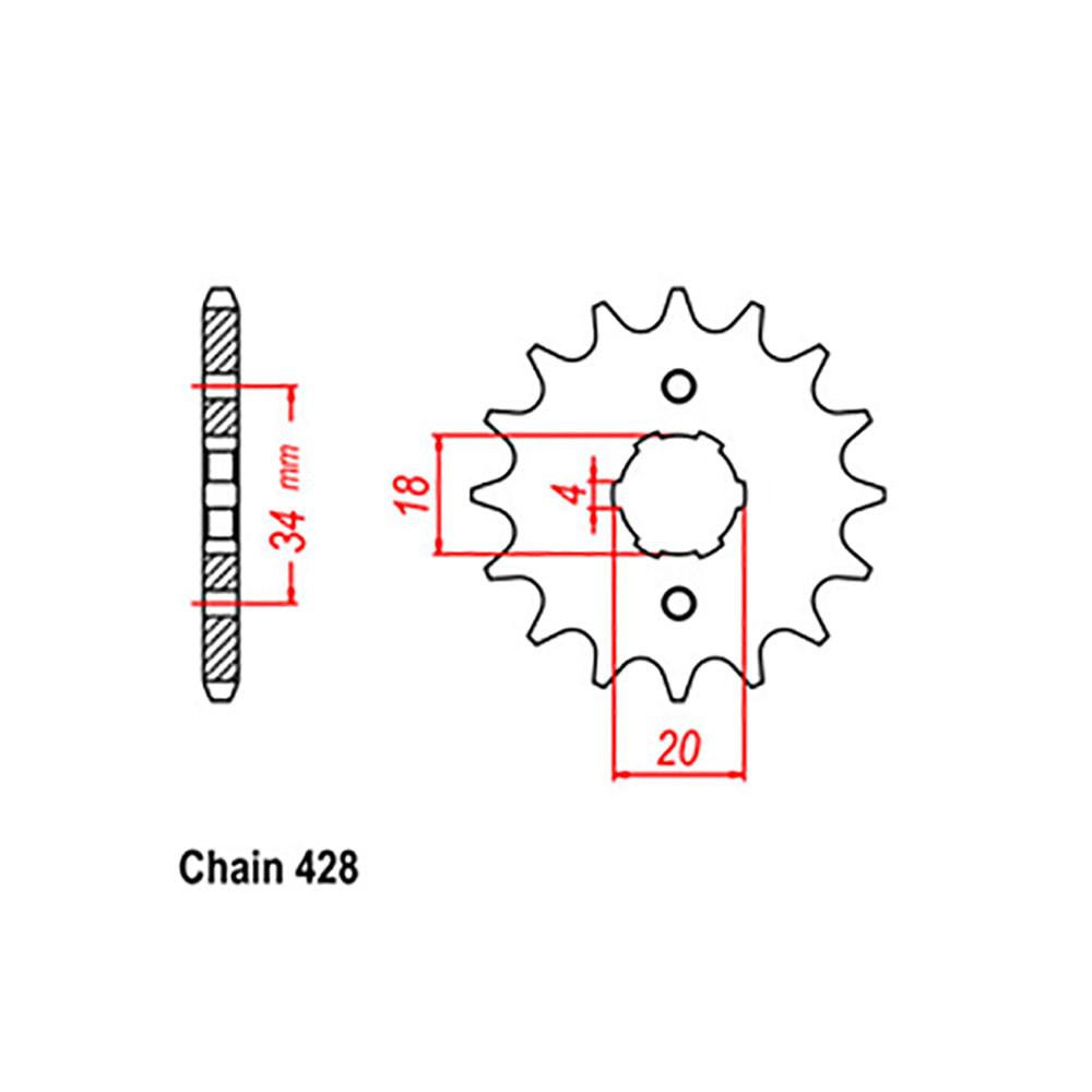 FRONT SPROCKET - STEEL  16T 428P - 31-437-16