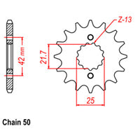 FRONT SPROCKET - STEEL  13T 530P D/D