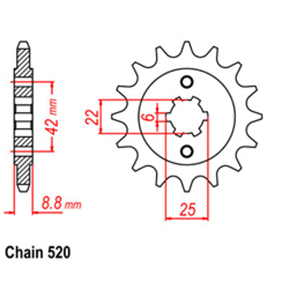 FRONT SPROCKET - STEEL  16T 520P - 31-442-16